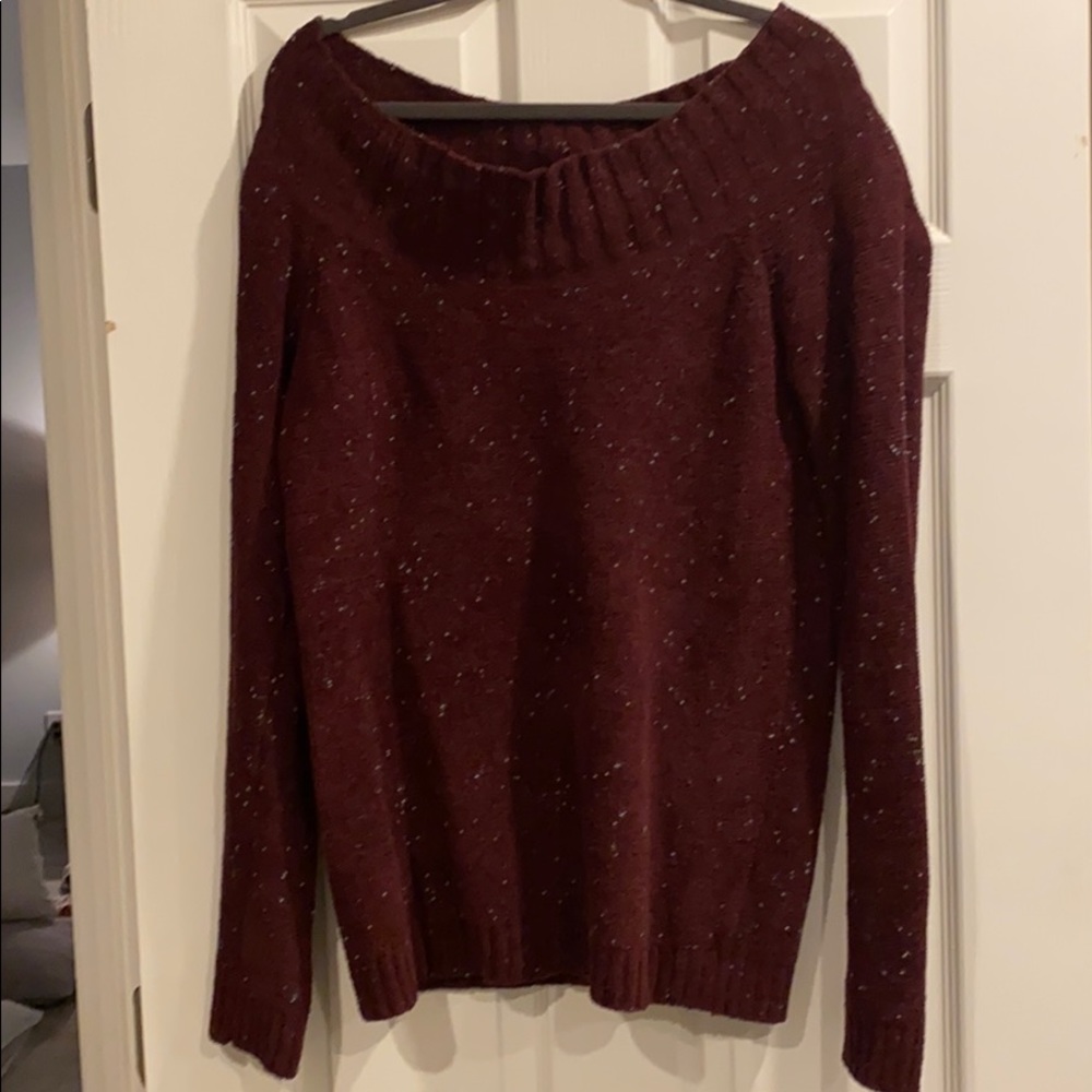 Hinge maroon off the shoulder sweater